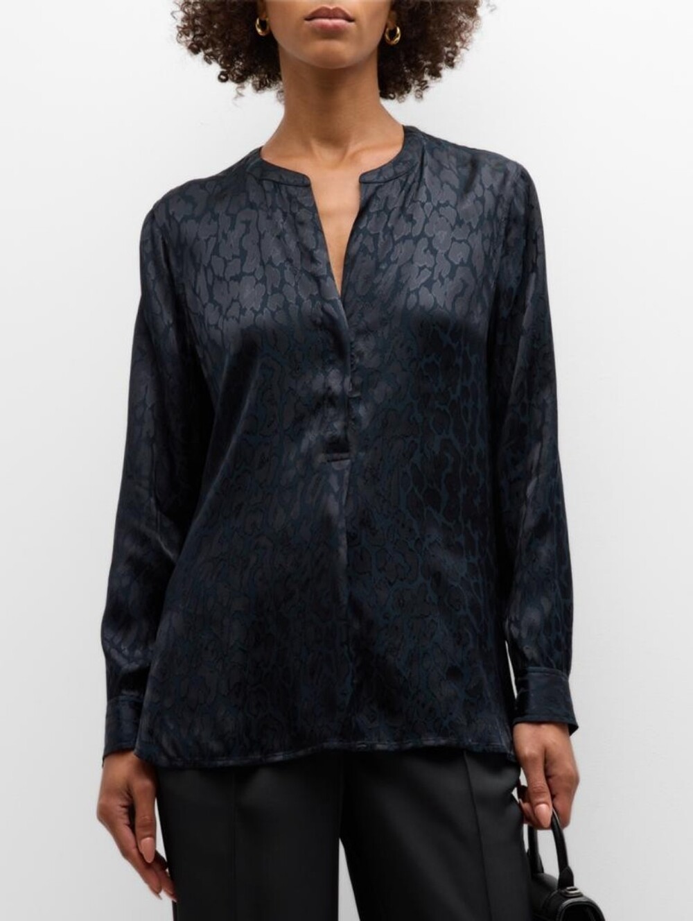Rails Onyx Leopard Animal Print Blouse in Black & Blue Sz S